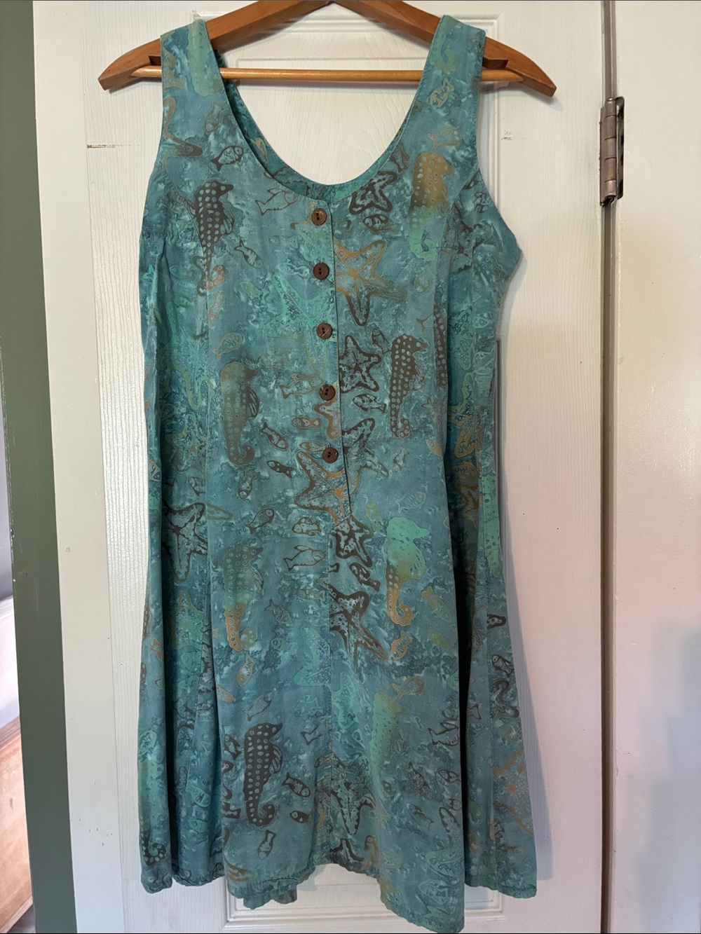 Sleeveless Teal Maxi Dress with Button Front